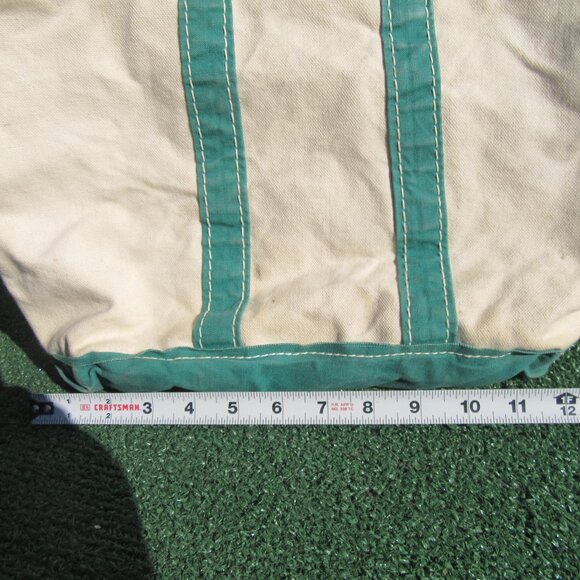 Vintage L.L. Bean Green Boat And Tote Canvas Bag LL Bean Freeport Maine Open Top - Picture 9 of 10